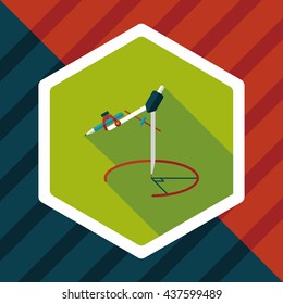Compass Pencil flat icon with long shadow,eps10