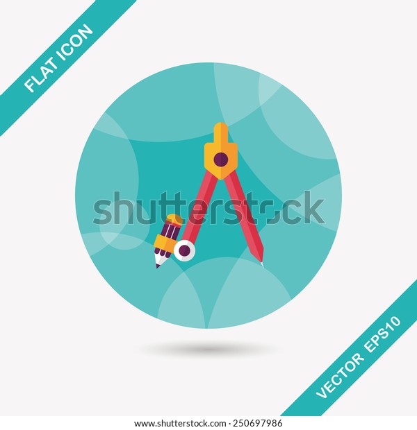 Compass Pencil\
flat icon with long\
shadow,eps10