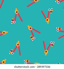Compass Pencil flat icon,eps10 seamless pattern background