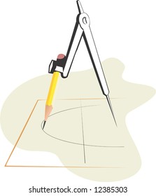  compass with pencil used for drawing	