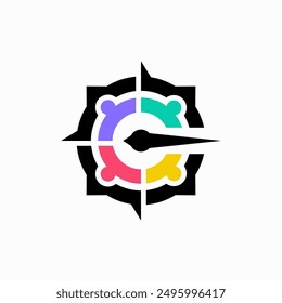 Compass People C letter Community Logo vector icon illustration	