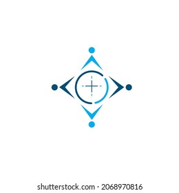 plantilla de diseño de concepto de ilustración de vectores de iconos de personas de brújula