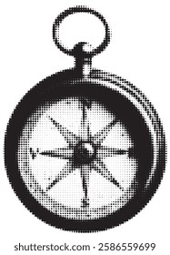 Compass with photocopy and halftone effect and grunge stippling texture. vector illustration for posters and t-shirts.