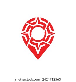Kompass mit Pin-Pfeil-Logo, Logo-Typ-Element für Vorlage