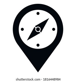 Compass pin exploration icon. Simple illustration of compass pin exploration vector icon for web design isolated on white background
