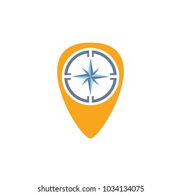 Compass Pin Logo Icon Design