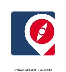 compass and pin vector logo.