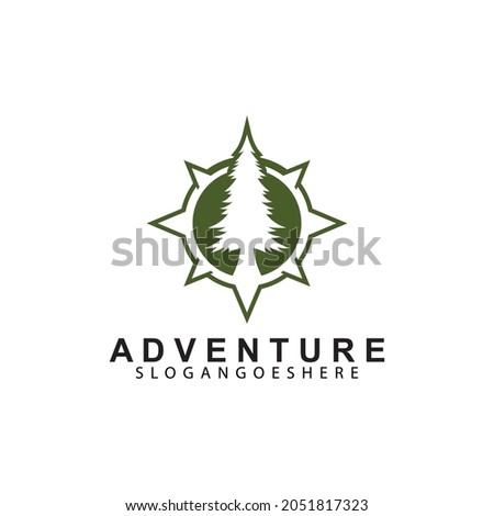 Compass and Pine tree logo design template vector. Modern concept for travel, adventure, tourism, business, search