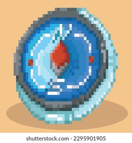Compass pixel art, editable vector, compass pixel art vector.