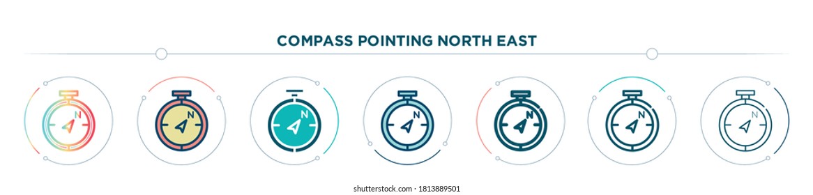 compass pointing north east icon designed in gradient, filled, two color, thin line and outline style. vector illustration of compass pointing north east vector icons. can be used for mobile, ui, web
