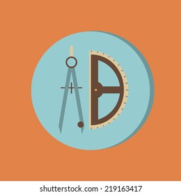 the compass and protractor. characters geometry. Education sign. symbol icon drawing and geometry