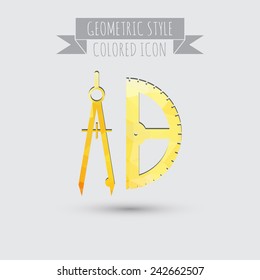 The compass and protractor. characters geometry. Education sign. symbol icon drawing and geometry
