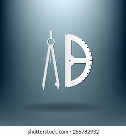 the compass and protractor. characters geometry. Education sign. symbol icon drawing and geometry