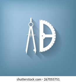 the compass and protractor. characters geometry. Education sign. symbol icon drawing and geometry