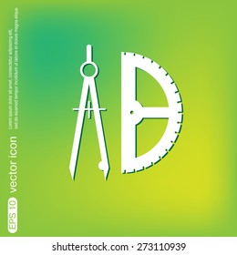 the compass and protractor. characters geometry. Education sign. symbol icon drawing and geometry