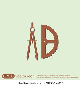 the compass and protractor. characters geometry. Education sign. symbol icon drawing and geometry