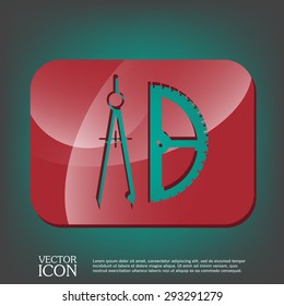 the compass and protractor. characters geometry. Education sign. symbol icon drawing and geometry