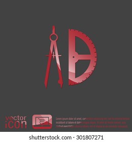 the compass and protractor. characters geometry. Education sign. symbol icon drawing and geometry