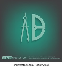 the compass and protractor. characters geometry. Education sign. symbol icon drawing and geometry