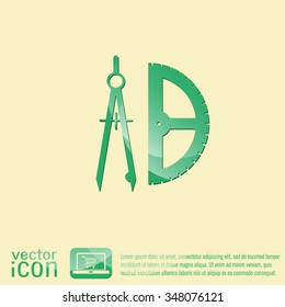 the compass and protractor. characters geometry. Education sign. symbol icon drawing and geometry