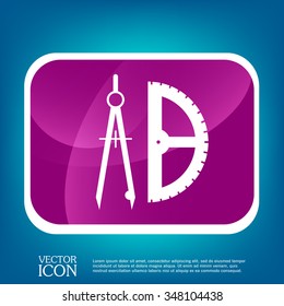 the compass and protractor. characters geometry. Education sign. symbol icon drawing and geometry