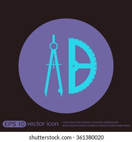 the compass and protractor. characters geometry. Education sign. symbol icon drawing and geometry