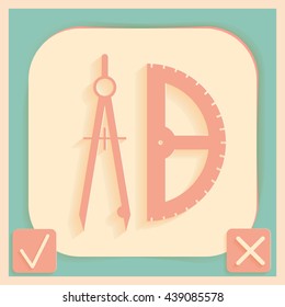 the compass and protractor. characters geometry. Education sign. symbol icon drawing and geometry