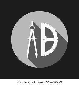 the compass and protractor. characters geometry. Education sign. symbol icon drawing and geometry