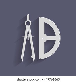 the compass and protractor. characters geometry. Education sign. symbol icon drawing and geometry