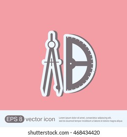 the compass and protractor. characters geometry. Education sign. symbol icon drawing and geometry