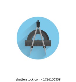 Compass with protractor colorful flat icon with long shadow. geometry flat icon