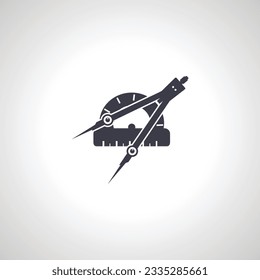 brújula y protractor. icono de geometría. Signo de educación