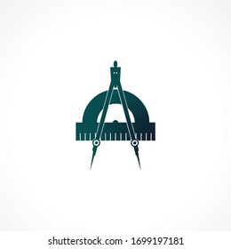 Compass with protractor icon. isolated vector element