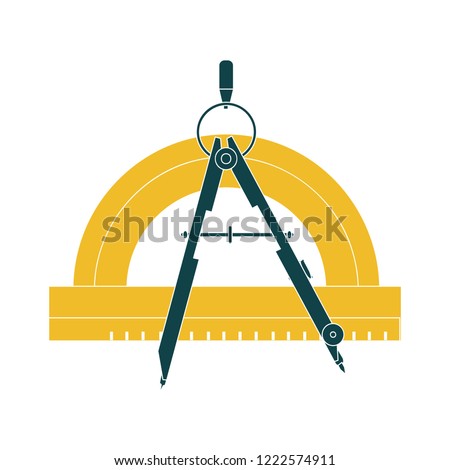 compass protractor icon - compass symbol. drawing tools illustration, geometry measurement sign education