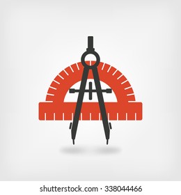 compass and protractor symbol. vector illustration - eps 10