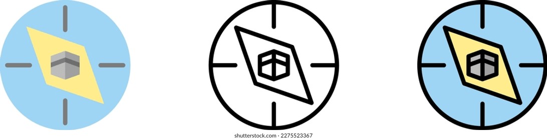 Compass Ramadan vector icon in different styles. Line, color, filled outline