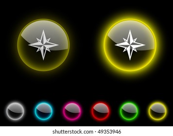 Compass realistic icons. Empty buttons included.