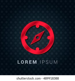 Compass Red chromium precious metallic 3D Icon / Logo Design