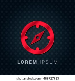 Compass Red chromium precious metallic 3D Icon / Logo Design