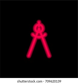 Compass red glowing neon ui ux icon. Glowing sign logo vector