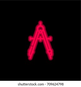 Compass red glowing neon ui ux icon. Glowing sign logo vector