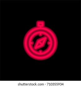 Compass red glowing neon ui ux icon. Glowing sign logo vector