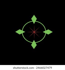 Compass in red and green colors
