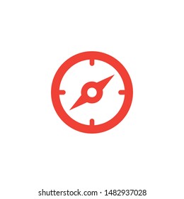 Compass Red Icon On White Background. Red Flat Style Vector Illustration.