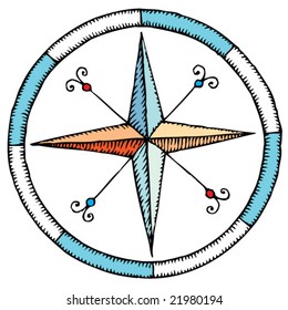 compass retro white and blue