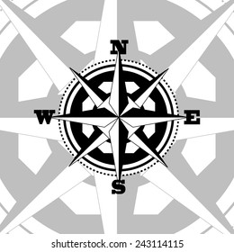 Compass rose in black and white
