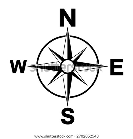 Compass rose with cardinal directions isolated on, representing orientation and guidance