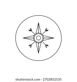 Compass rose in a circle isolated on, representing navigation, direction, and exploration