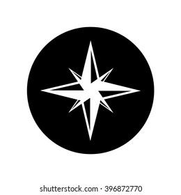 Compass rose in circle . Vector illustration