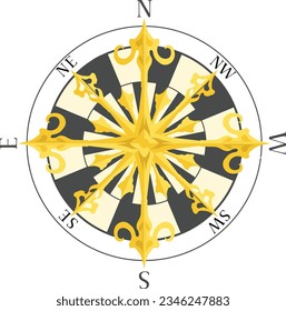 A compass rose directional symbol icon 